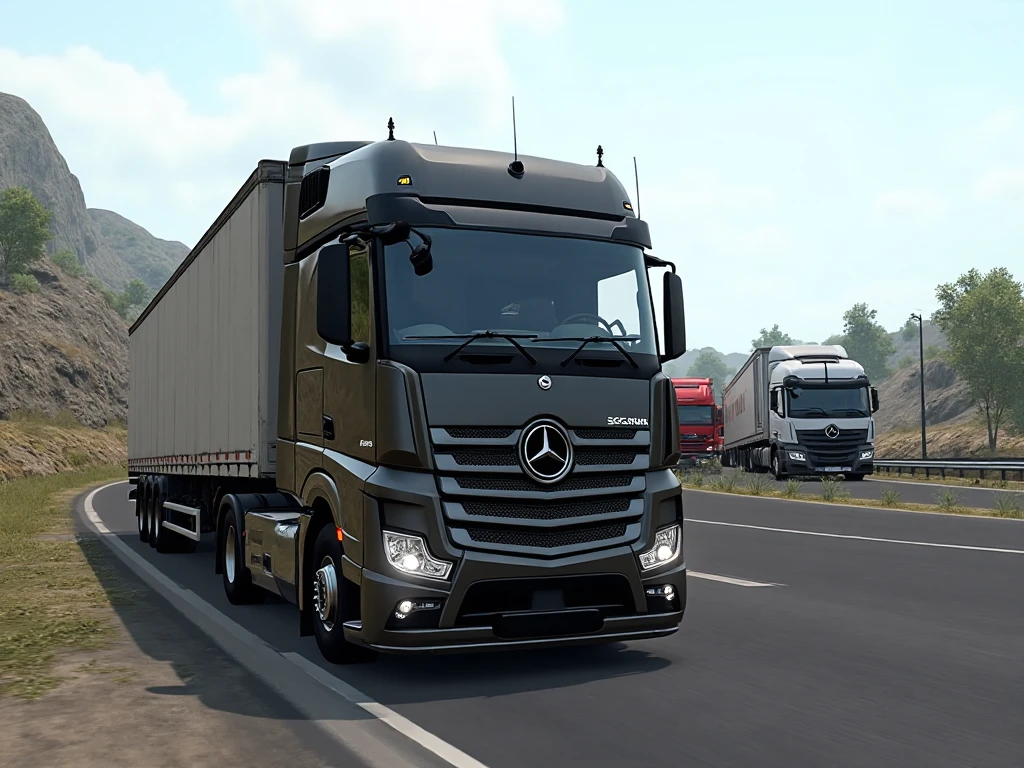 Mercy Actros Trailer Scania and Volvo Mod BUSSID
