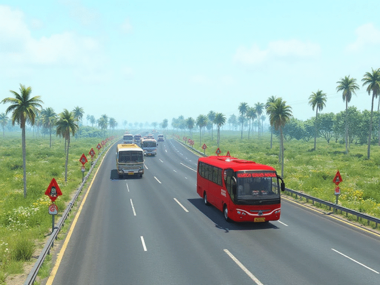 Realistic India Map Mod in Bus Simulator Indonesia featuring Indian highways and traffic.